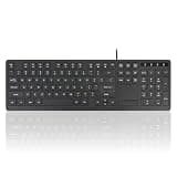 Perixx PERIBOARD-513III Wired Full-Size Keyboard with Integrated Touchpad - Quiet Scissor Keys - Multimedia Hotkeys - US Layout