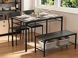 Gizoon Kitchen Table and 2 Chairs for 4 with Bench, 4 Piece Dining Table Set for Small Space, Apartment