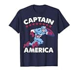 Marvel Captain America Patriotic Retro Comic Graphic T-Shirt T-Shirt