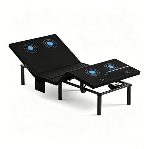 GOGOWELD Adjustable Bed Frame with Massage, Head & Foot Incline, Zero Gravity, Wireless Remote, 4 USB (2A+2C), LED Light, Side Pocket, 4 Height-Adjust Legs (Black, Twin XL)