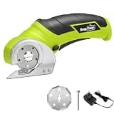 SnapFresh Cordless Electric Scissors, 4V Electric Mini Box Cutter, Carpet & Cardboard Cutter Tool with a Replacement Blade/Charger, Rotary Cutter for Cardboard Packages Leather Plastic (Green)
