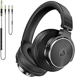 syndesmons Wired Headphones, Over Ear Headphones for Studio Monitor & Mixing DJ, Stereo Headsets with 50mm Drivers and 1/4 to 3.5mm Jack for Guitar AMP Podcast Keyboard Computer Recording, Black