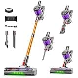 Clinkal Cordless Stick Vacuum Cleaner, 40Kpa Powerful Suction Vacuum Cleaner with LED Headlight, Detachable Battery, 8-in-1 Lightweight Handheld Vacuums for Pet Hair Carpet and Hardwood Floor, Purple