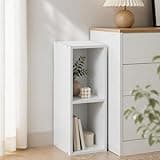 Furevol 2-Tier Narrow Bookshelf, 8-Inch Width Bookcase, Book Shelf with Storage Shelf, 9.3 x 7.9 x 21.2, for Living Room, Home Office, Bedroom, White