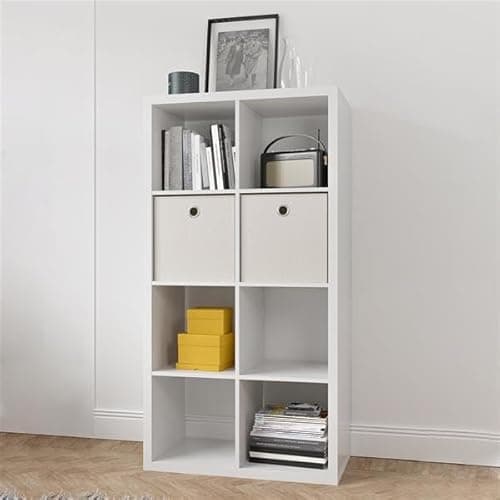 Kaireey 8-Cube Storage Organizer with Open Back, 2x4 Cube Bookcase Shelf – Modern Cube Organizer for Home, Office, Bedroom, Living Room in White