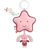 TSYAN Sensory Plush Bunny Stroller Toy for Infants - Hanging Car Seat Toys with C-Clip for Crib & Pram - Soft Pink Star Stuffed Animal Newborn for Girls 0-6-12 Months
