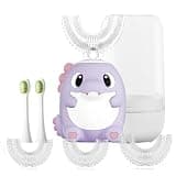 ELOTAME Kids Electric U Shaped Toothbrush Children Dinosaur Sonic Automatic Toothbrush with 6 Brush Heads Full Mouth 6 Cleaning Modes - (Age2-15 Purple)