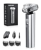 Electric Razor for Men,10,000RPM High-Speed Motor, IPX8 Waterproof, 𝐔𝐩𝐠𝐫𝐚𝐝𝐞𝐝 𝐂𝐮𝐫𝐯𝐞𝐝 𝐑𝐚𝐳𝐨𝐫 𝐅𝐨𝐢𝐥,USB Fast Charging, Quick Charge & Travel Lock,Gifts for Father's Day