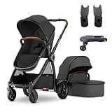 Mompush Ultimate 2 Stroller with Infant Pramette Mode & Rider Board, Premium Convertible Full-Size Stroller for Infant and Toddler with Reversible Seat, All-Terrain Stroller with All-Wheel Suspension