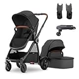 Mompush Ultimate 2 Stroller with Infant Pramette Mode & Rider Board, Premium Convertible Full-Size Stroller for Infant and Toddler with Reversible Seat, All-Terrain Stroller with All-Wheel Suspension