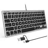 TECKNET Wired Keyboard for MacOS Devices with Dual Interface, Slim Mac Keyboard, Comfortable Ergonomic Typing Angle & Stable Connection for PC/Laptop, Compatible with MacBook, iMac, Mac, Black Gray