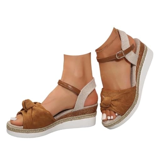 Espadrille Wedge Sandals For Women Platforms & Wedges, Comfortable Dressy Casual Summer Sandals For Women 2026 Open Toe Ankle Strap Heels Dress Shoes Wide Width Orthopedic Walking Sandal
