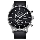 QUORVEXA Pagani Design 2720k Men Quartz Chronograph Sports Watches Waterproof Men Fashion Wristwatches Stainless Steel Business Watch for Men Casual Watches (Leather Black)