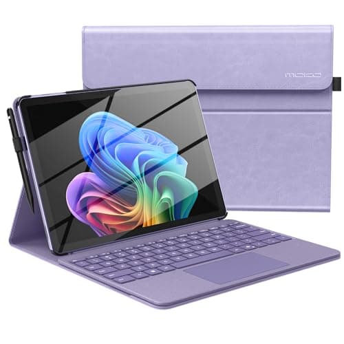 MoKo Case for Microsoft Surface Pro 12 Inch 1st Edition 2025, Lightweight Protective Business Cover with Multi-Angle Stand & Stylus Holder, Compatible with Type Cover Keyboard, Violet