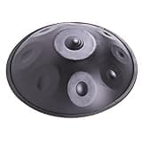 18 Inch 9 Notes Kurd D Minor Black Handpan Drum, Stainless Steel 440HZ Percussion Instrument with Full Complete Accessories