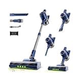 Shieal Cordless Stick Vacuum Cleaner - 40KPA Powerful Suction Vacuum with 45 Min Runtime, Detachable Battery, Anti-Tangle & 1.5L Dust Cup, 8 in 1 Vacuum Cleaner for Pet Hair, Carpet, HardFloor, Blue