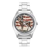FodPand Mens Stainless Steel 3-Hand Analog Watch Easy Reader 40mm Dial