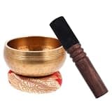 jojofuny Meditation Singing Bowl Set 8cm Copper Tibetan Sound Bowl with Wooden Mallet and Cushion for Mindfulness and Relaxation in Bedroom or Sleep