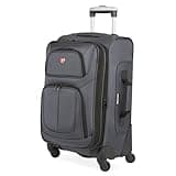 SWISSGEAR Sion Softside Expandable Spinner Luggage Durable Lightweight Travel Suitcase, Dark Grey, Carry-On