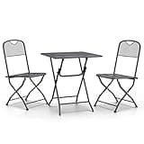 KGHFDVB Foldable 3 Piece Patio Dining Set with Expanded Metal Mesh and E-Coating Finish in Anthracite