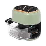 Visible Glass Air Fryer, 4.23 Qt Large Hot Air Fryer with Touch Control, Extended Rack Fits Whole Fish & Long Asparagus, 1350w, 176-374℉, 120min Timer – Green