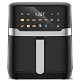 VUSIGN Air Fryer 6.8QT, 10-in-1 Functions Airfryer with Visible Window, 400°F Fast Heating & Adjustable Bottom Heater for Crispier Results, Nonstick & Dishwasher-Safe Basket, 1700W, Black