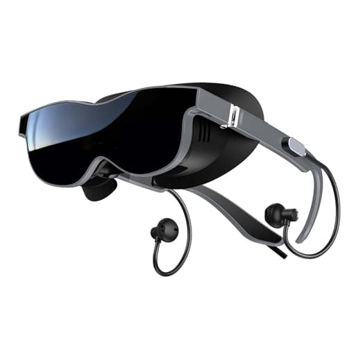 Jiawu VR Headset, 70 FOV 1080p 3D VR Glasses Adjustable Virtual Reality Goggles, Video Display Personal Mobile Movie Cinema with Magnetic Earphones, Compatible with Phone &