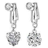 GlamSavvyFZ Stylish Zirconia Belly Button Clip Rings Set of 2 – Round & Heart Diamond Design, No Piercing Navel Rings, Adjustable Comfortable Copper Body Jewelry for Women