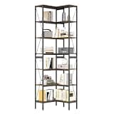 7-Tier L-Shaped Corner Bookshelf Industrial Display Rack for Home Office