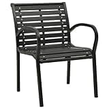 DXKDUSOKJ Steel and WPC Black Patio Chairs Set of 2, Stackable Outdoor Chairs with Industrial Design for Garden and Patio