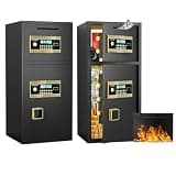Large Double-door Coin-operated Safe with Fireproof Waterproof Bag, 6.5 Cu Ft Digital Security Safe Box with Hidden Code Function, Money Safe with Key for Home Office Hotel, Lockbox,A1