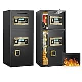 Large Double-door Coin-operated Safe with Fireproof Waterproof Bag, 6.5 Cu Ft Digital Security Safe Box with Hidden Code Function, Money Safe with Key for Home Office Hotel, Lockbox,A1