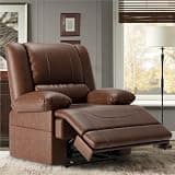 Large Dual Motor Power Lift Recliner Chair for Adults, Infinite Position Lay Flat Recliner with Heated Massage, Breathable Leather Sleeping Sofa with Remote Control and Side Pockets