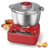 Stand Dough Mixer with Ferment Function, 6.5QT Electric Dough Maker, Dough Kneading Machine with 304 Stainless Steel Bowl, Removable Lid & Knob Control, Ideal for Bread, Pizza, Pasta - Empire Red