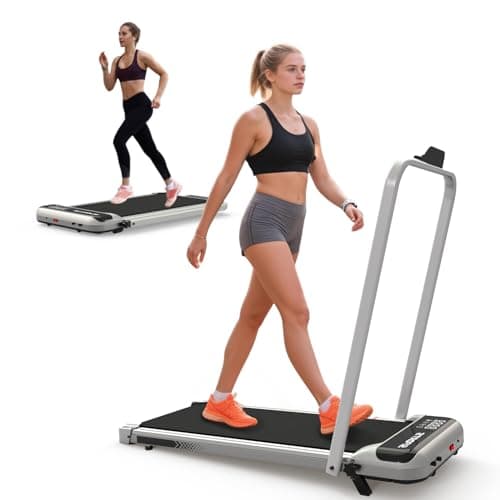 3 in 1 Under Desk Treadmill with Incline, Foldable Treadmills for Home, Walking Pad with Handle Bar for Walking and Jogging, Portable Treadmill with Remote Control & LED Display,A2