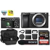 Sony Alpha a6400 Mirrorless Camera (Body Only) Compact APS-C Interchangeable Digital Camera with Real-Time Eye Auto Focus, 4K Video & Flip Up Touchscreen + Extra Battery + 64GB Card + Camera Case