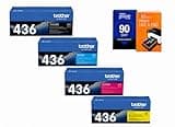 Brother Genuine TN436BK TN436C TN436M TN436Y Super High Yield Toner Cartridge 4-Pack for HL-L8360CDW, HL-L9310CDW, MFC-L8895CDW, MFC-L8900CDW, MFC-L9570CDW Bundle with Deco Essentials Printer eBook