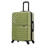 InUSA AURUM Hardside Luggage with Spinner Wheels | 24 in Durable Lightweight Medium Checked Suitcase for Travel | Zipper Clouser Suit Case with Gel Handles and Trolley | Green