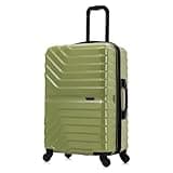 InUSA AURUM Hardside Luggage with Spinner Wheels | 24 in Durable Lightweight Medium Checked Suitcase for Travel | Zipper Clouser Suit Case with Gel Handles and Trolley | Green