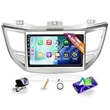 8 Core 6G+128G for Hyundai Tucson 2016-2018 LHD Car CarPlay Android Auto Navigation Stereo GPS Radio Camera Display 9" IPS Touchscreen Headunit Tablet Pad Media Player (Silver)