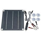 Solar Car Battery Charger, 10 W 12 V Monocrystalline Portable Trickle Charger with Car Plug and Alligator Clips, 8.1 in / 20.5 cm Waterproof 12 Volt Battery Maintainer for Cars, Trucks, Boats, RVs