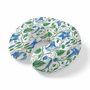 PUXTKE DAZQW Neck Pillow for Travel,Farm Morning Glory Ombre Blue Memory Foam U Shaped Pillows,Portable Headrest Green Leaves Plant Neck Head Support Cushion for Home Office Car Airplane Sleeping