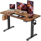 ErGear Height Adjustable Electric Standing Desk, 48 x 24 Inches Sit Stand up Desk, Memory Computer Home Office Desk, Vintage Brown