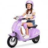 24V Kids Motorcycle, 350W Electric Motorcycle Bike, Up to 14.3MPH, 10AH Battery & 10 Miles, 3-Speeds, Electric Moped Scooter with Music, LED Light & Horn, Ride on Toys for Kids Age 8+, Purple