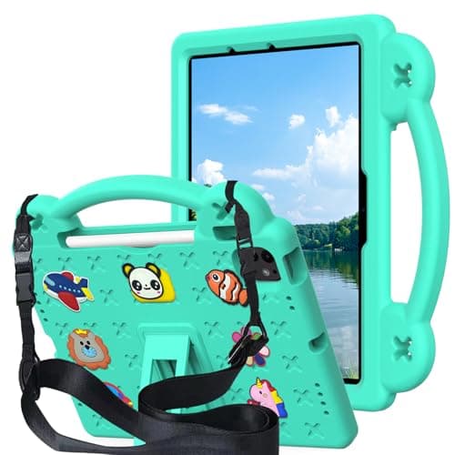 QYiiD Kids Case for iPad Pro 13 inch Case (M5 2025 / M4 2024), Kids EVA Protective Shockproof Cover with Stand Handle, Shoulder Strap, Handle Stand for iPad Air 13/Pro13 2024/2025, Green