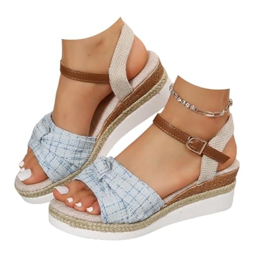 Espadrille Wedge Sandals For Women Platforms & Wedges, Comfortable Dressy Casual Summer Sandals For Women 2026 Open Toe Ankle Strap Heels Dress Shoes Wide Width Orthopedic Walking Sandal