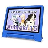 CFVOCUY 2026 Kids Tablet, 10.1 Inch Android 15 Tablet for Kids, 8GB RAM, 64GB ROM(1TB Expand), WiFi 6, Pre-Installed Educational Apps, Parental Control, with EVA Protective Case, Eye Protection
