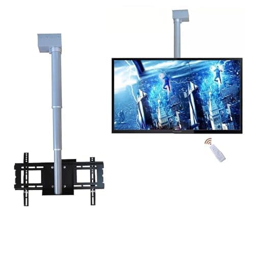 QICBYING Motorized Ceiling TV Mount - Telescopic Electric TV Lift, Motorized TV Mount Lift with Remote Control, Adjustable Tilt TV Ceiling Mount, Fits 26-70 Inch LED Screen TVs(150cm)