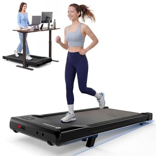 DeerRun Walking Pad Under Desk Treadmill with Incline, Quiet & Space-Saving Design for Home Office, 300 lbs Capacity, 0.6-3.8 MPH, App & Remote Control