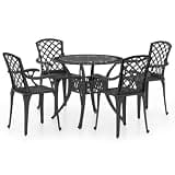 KTPRTOCK 5 Piece Cast Aluminum Bistro Set Black
